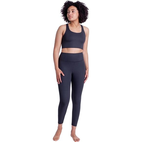 Girlfriend Collective Black Ribbed High Rise Yoga Leggings Size Small - Picture 1 of 6
